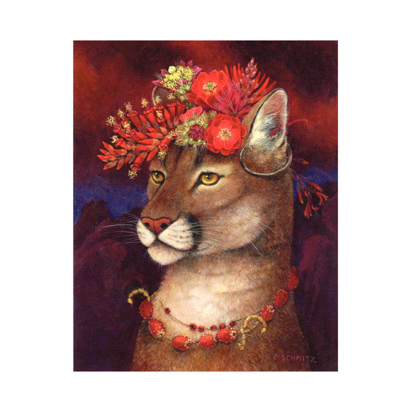 Cougar in Red by Carolyn Schmitz